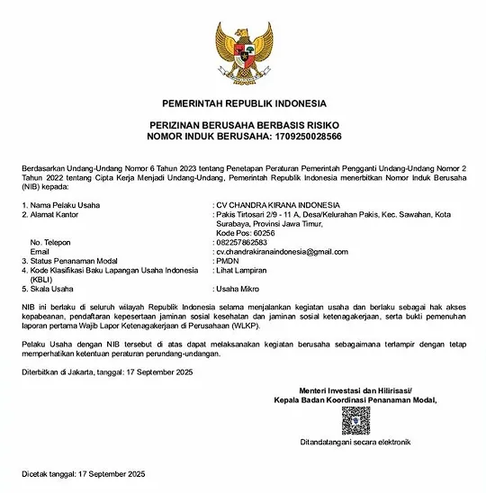 Perizinan Berusaha Berbasis Risiko (NIB)